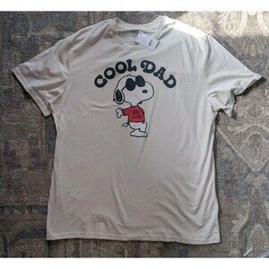 Peanuts Snoopy T Shirt Mens XXL White One Cool Dad Joe Cool Graphic Fathers Day